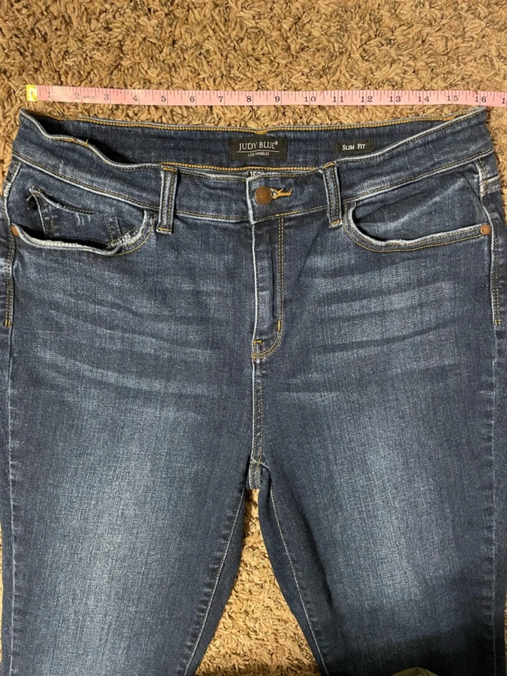 Judy Blue 15/32 Slim Fit High Rise Destroy Shark Bite Hem Stretch Denim Jeans - Picture 11 of 14